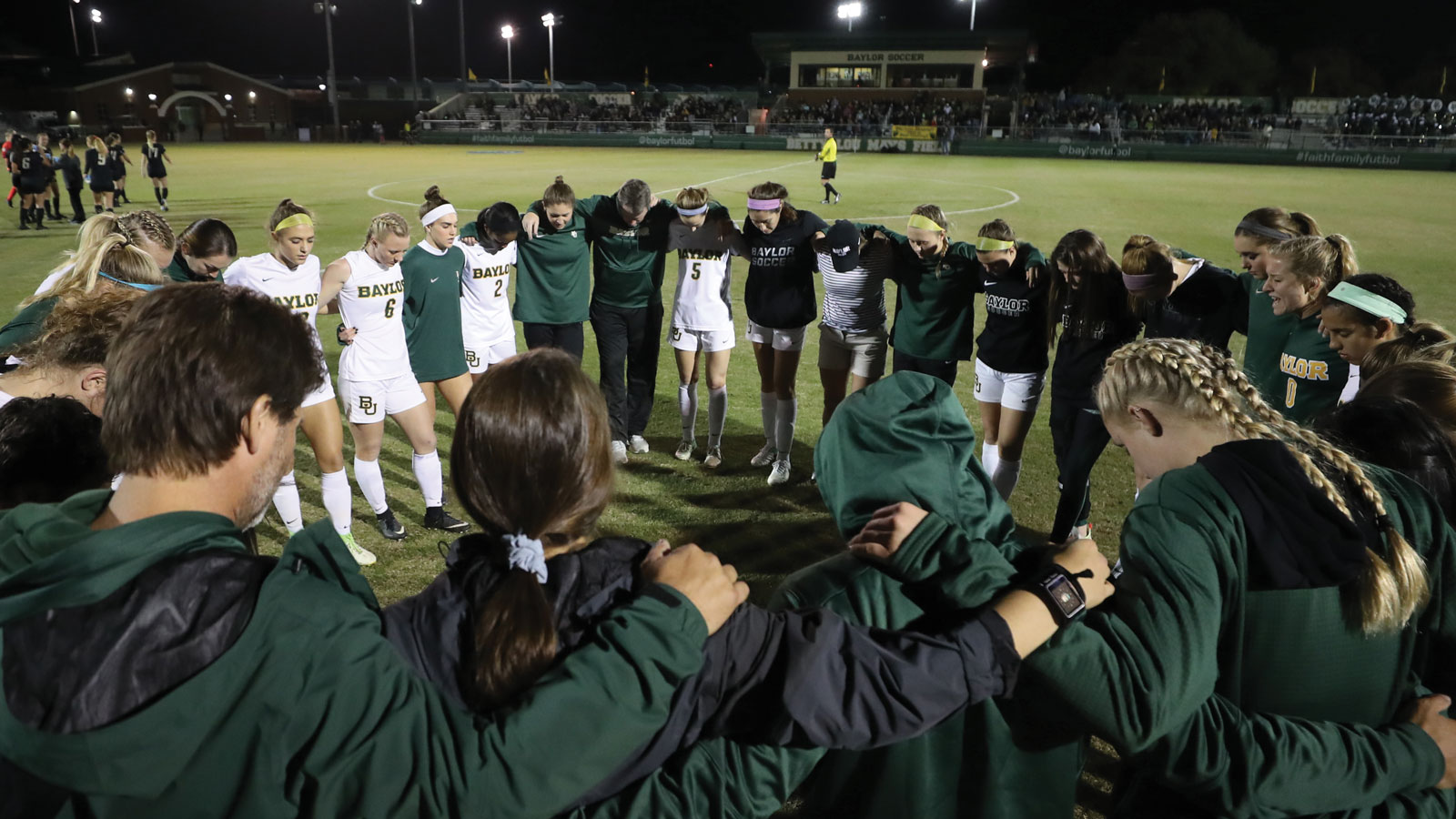 Soccer huddle for prayer