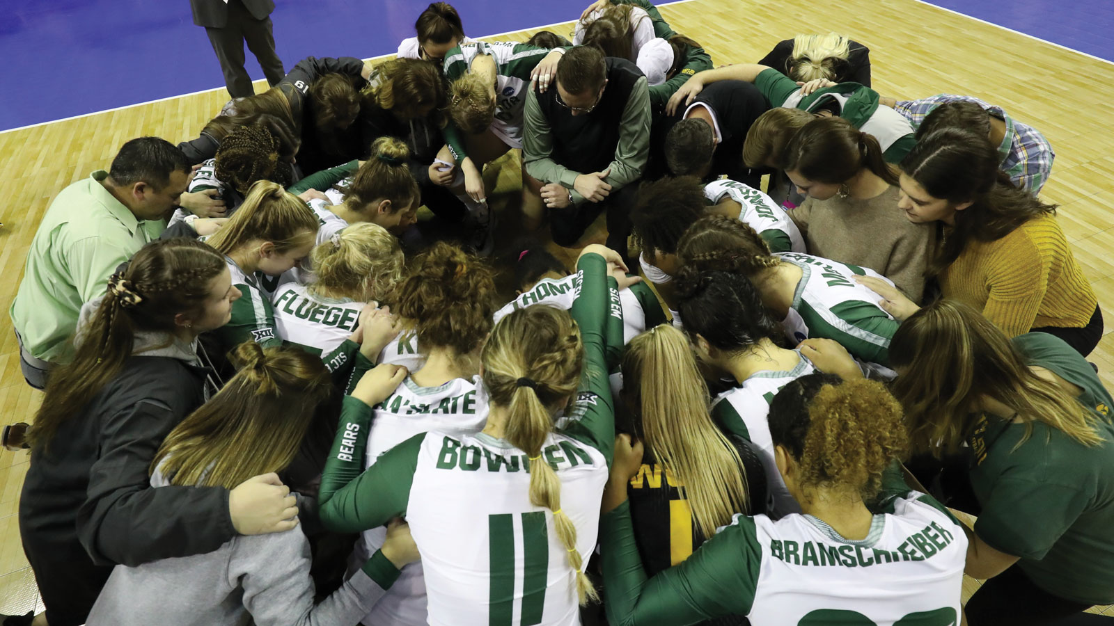 Volleyball huddle for prayer