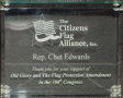 Glass award, Citizens Flag Alliance, 108th Congress
