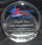 Glass with US flag, Citizens Flag Award, 107th congress