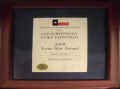 2008 Lone Star Award, framed