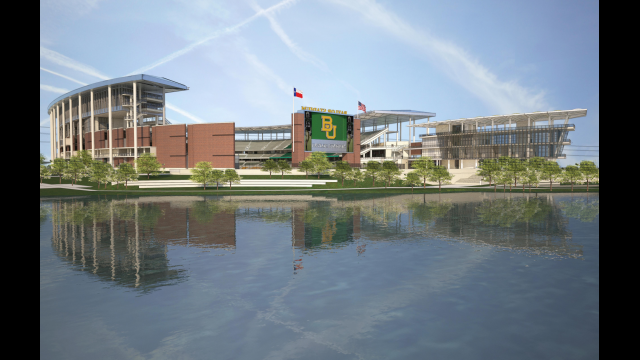 Architectural Rendering: Alumni Events Center, Baylor Stadium, River View