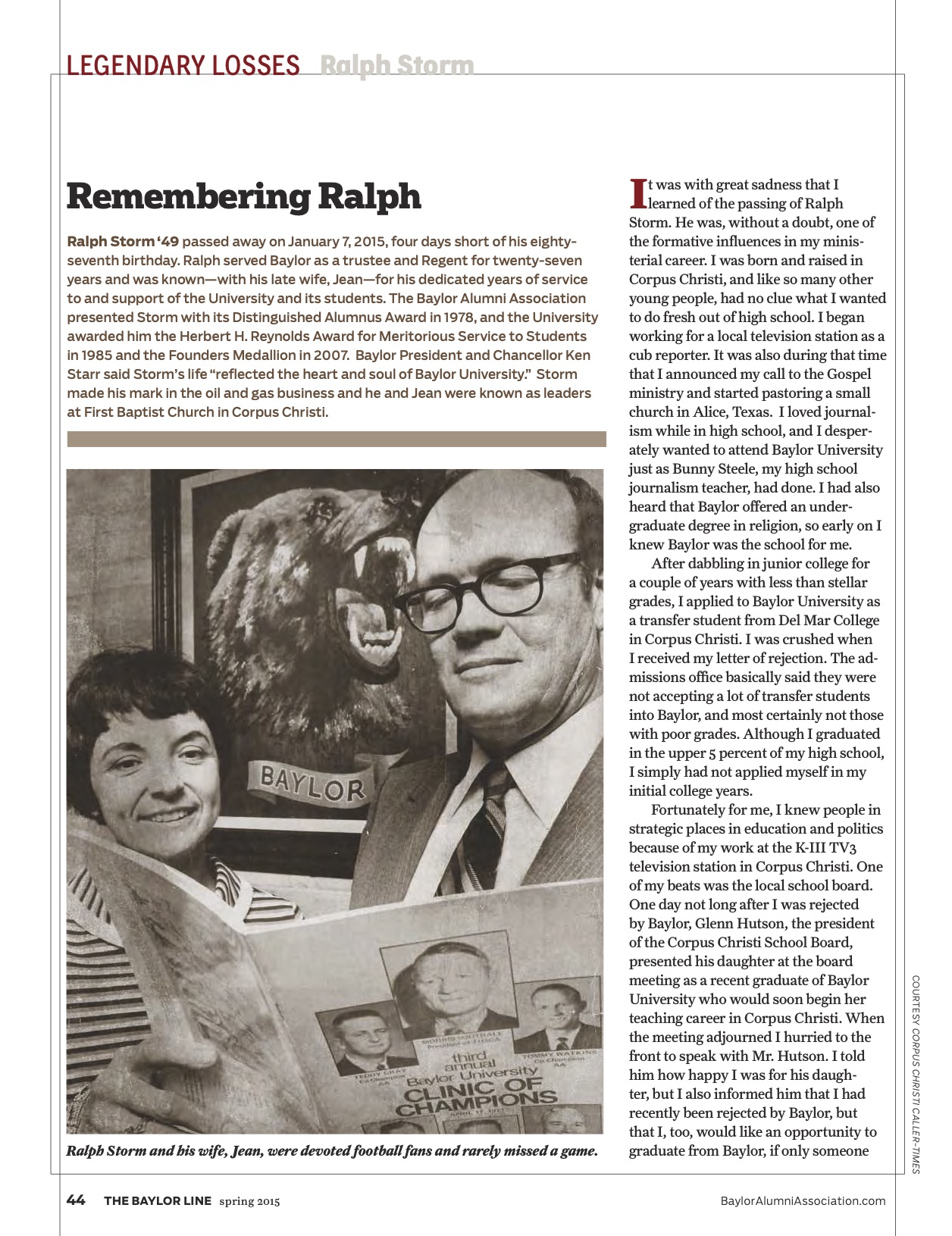 The Baylor Line 'Remembering Ralph' Story, Page 1