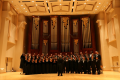 A performance by the A Cappella Choir in Jones Music Hall