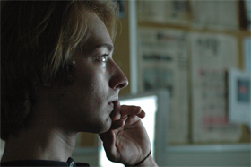 male student at computer