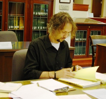 Student researching at the Texas Collection
