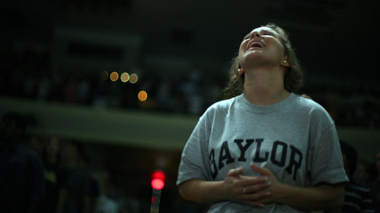 Chapel service in Waco Hall