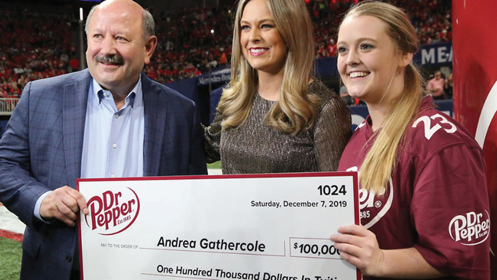 Andrea Gathercole wins $100,000 worth of tuition money