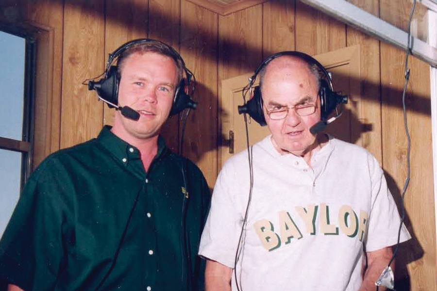 John Morris (left) and Frank Fallon were Baylor broadcast partners from 1987 to 1995.