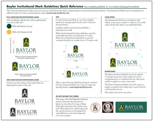 quick reference guide graphic standards baylor university how to create a quick reference guide