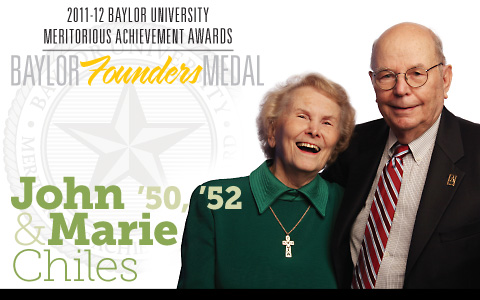 John and Marie Chiles pictured, recipients of the Baylor Founders Medal