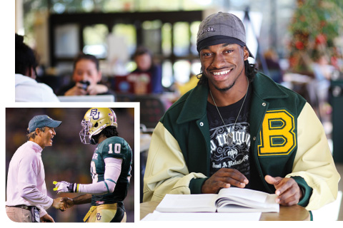 Collage of Robert Griffin III photos from when he was a student