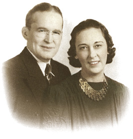 A sepia-toned picture of a couple, the Ellises