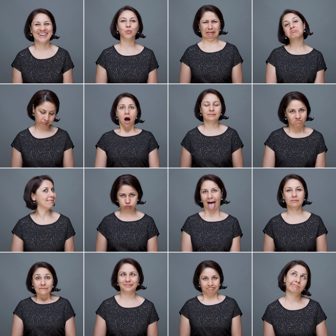 Stock photo of the many faces a human can make