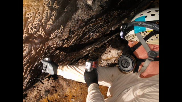 Keith Schubert in cave in Tabasco, Mexico