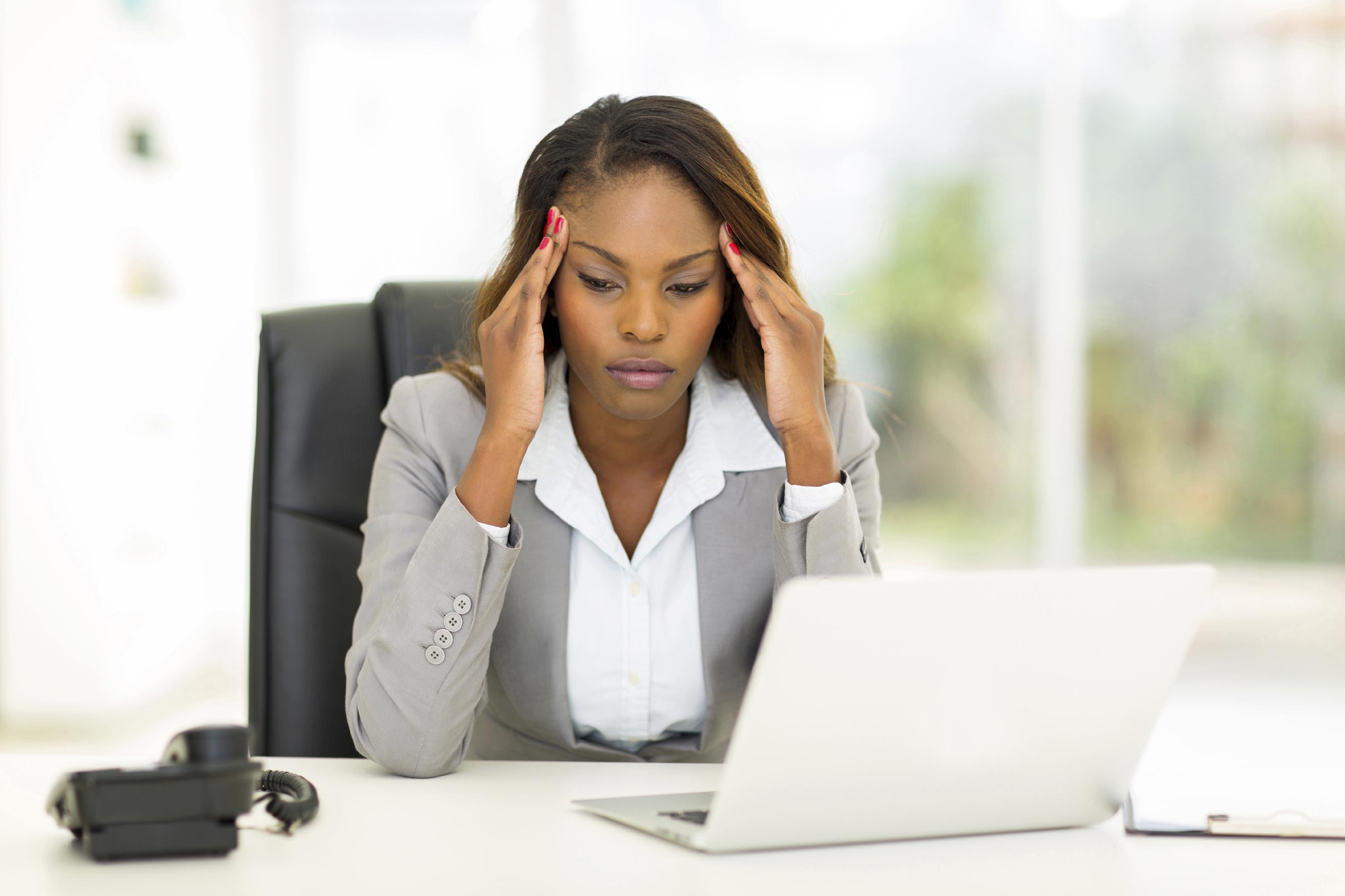 stock photo of stressed businesswoman