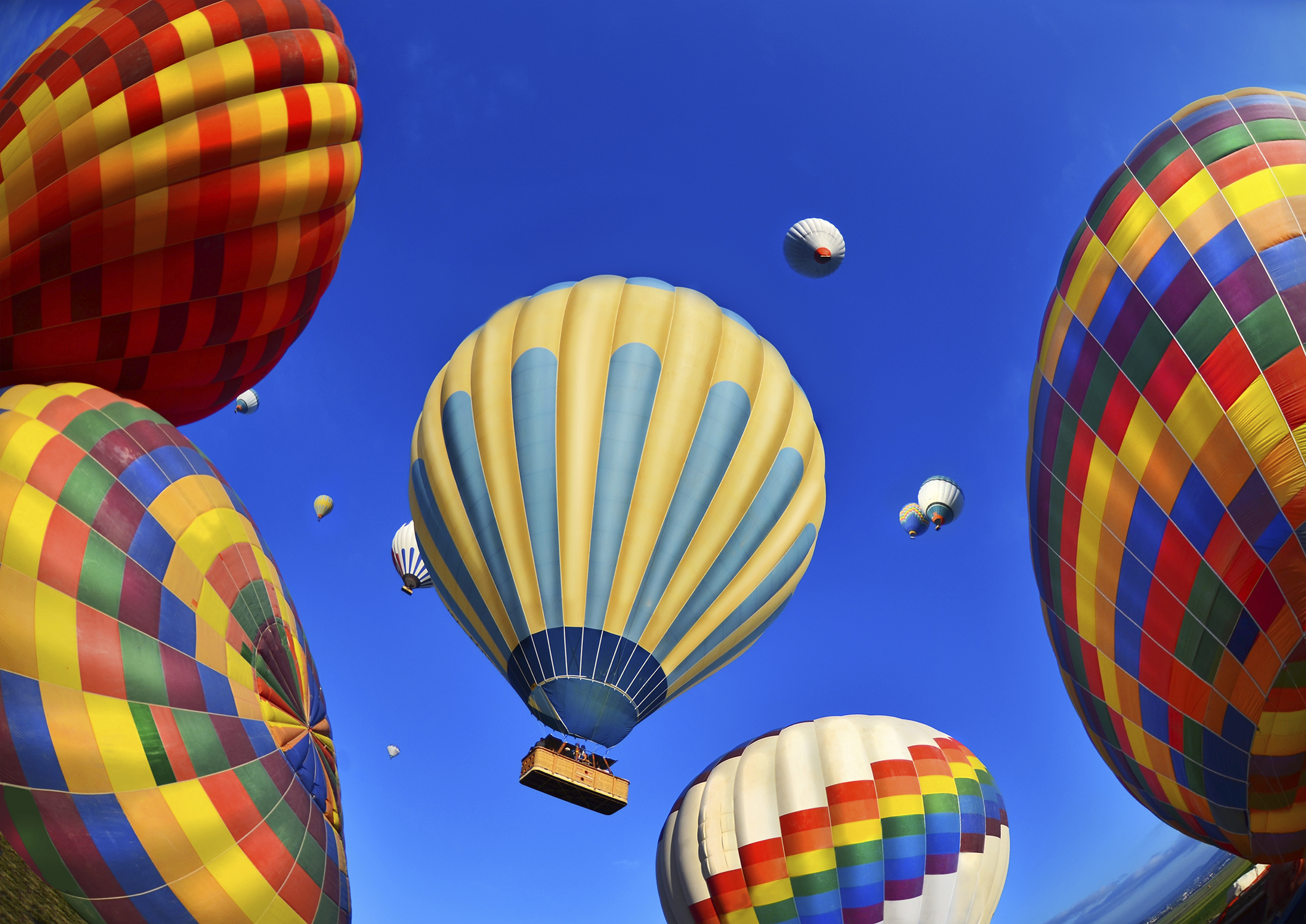 stock photo of hot air balloons
