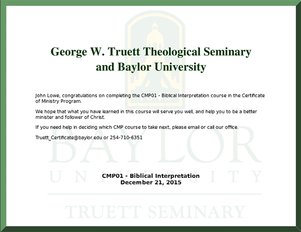 course certificate