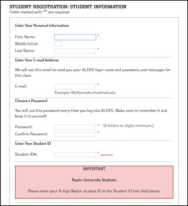 ALEKS Student Info