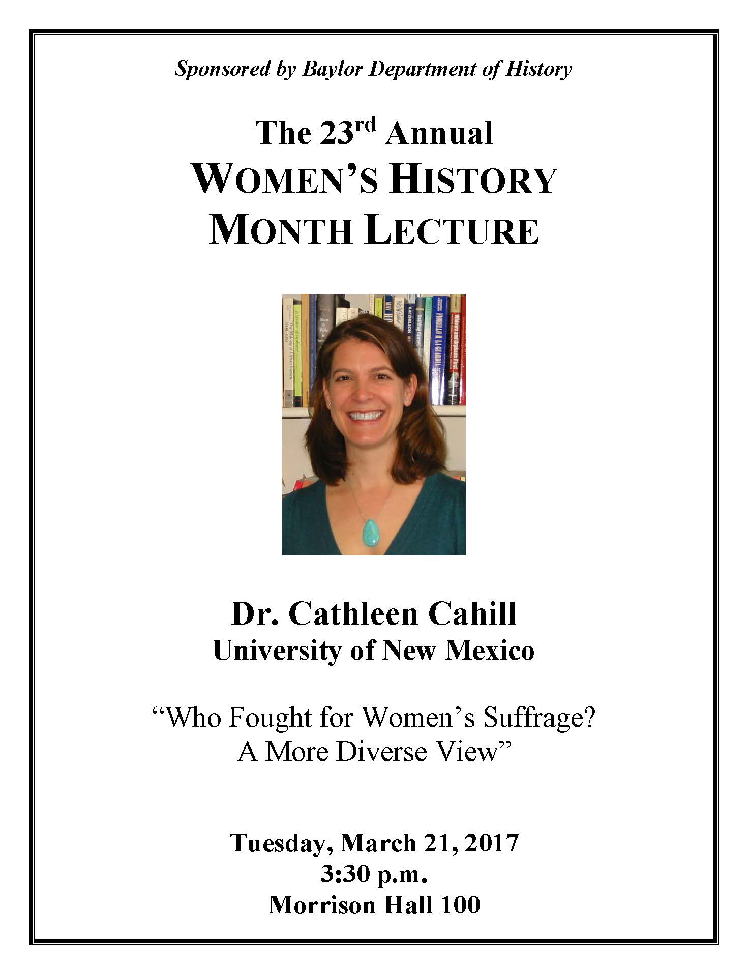 Women's History Month Lecture | History Department ...