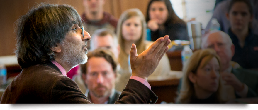 Akhil Reed Amar lectures the gathered students at Baylor Law School