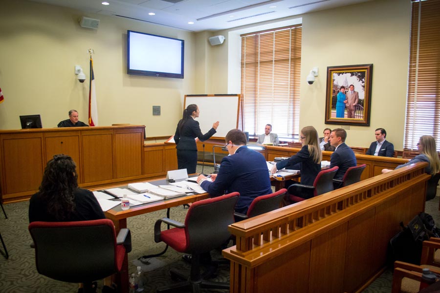 Law student addresses the jury