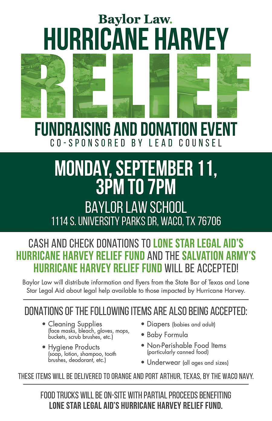 baylor law students aid hurricane victims with relief effort media college flyers for feminine products only