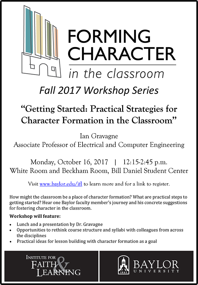 2017 Forming Character in the Classroom Flyer