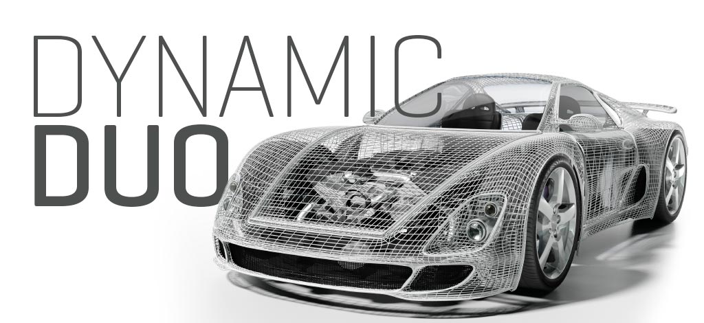Banner photo of sportscar and text treament of title: Dynamic Duo