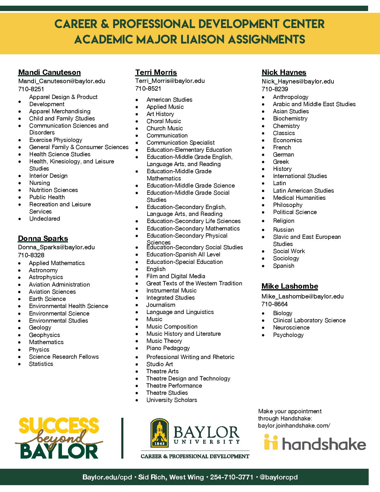 find your advisor office of career professional development baylor letter of recommendation