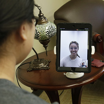 Photo of therapy session on iPad