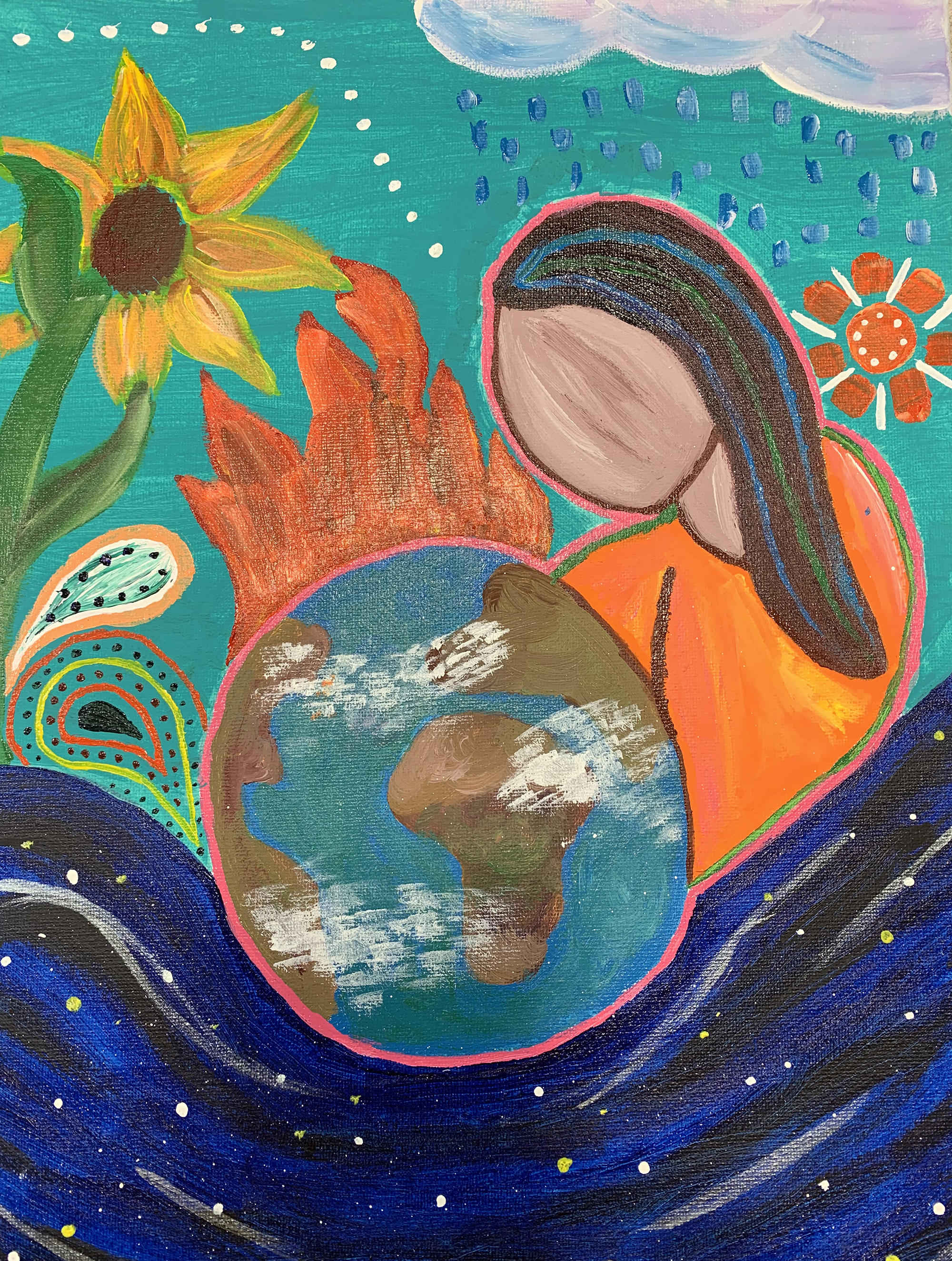 Mother protecting her earth