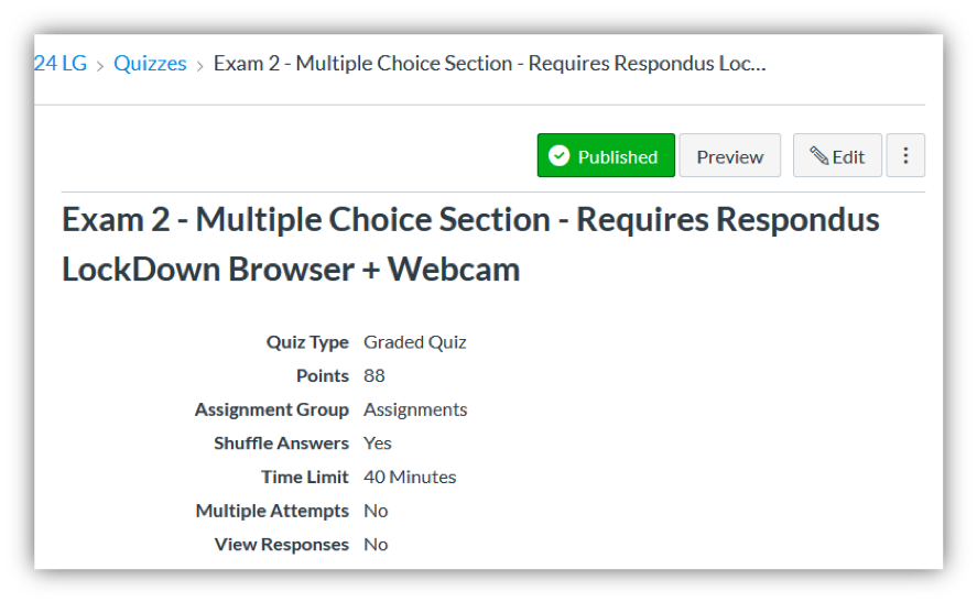 Screenshot of the Canvas selection on the page