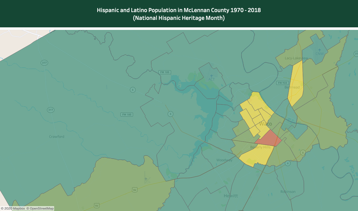 Map of Hispanic and Latino Population in McLennan County