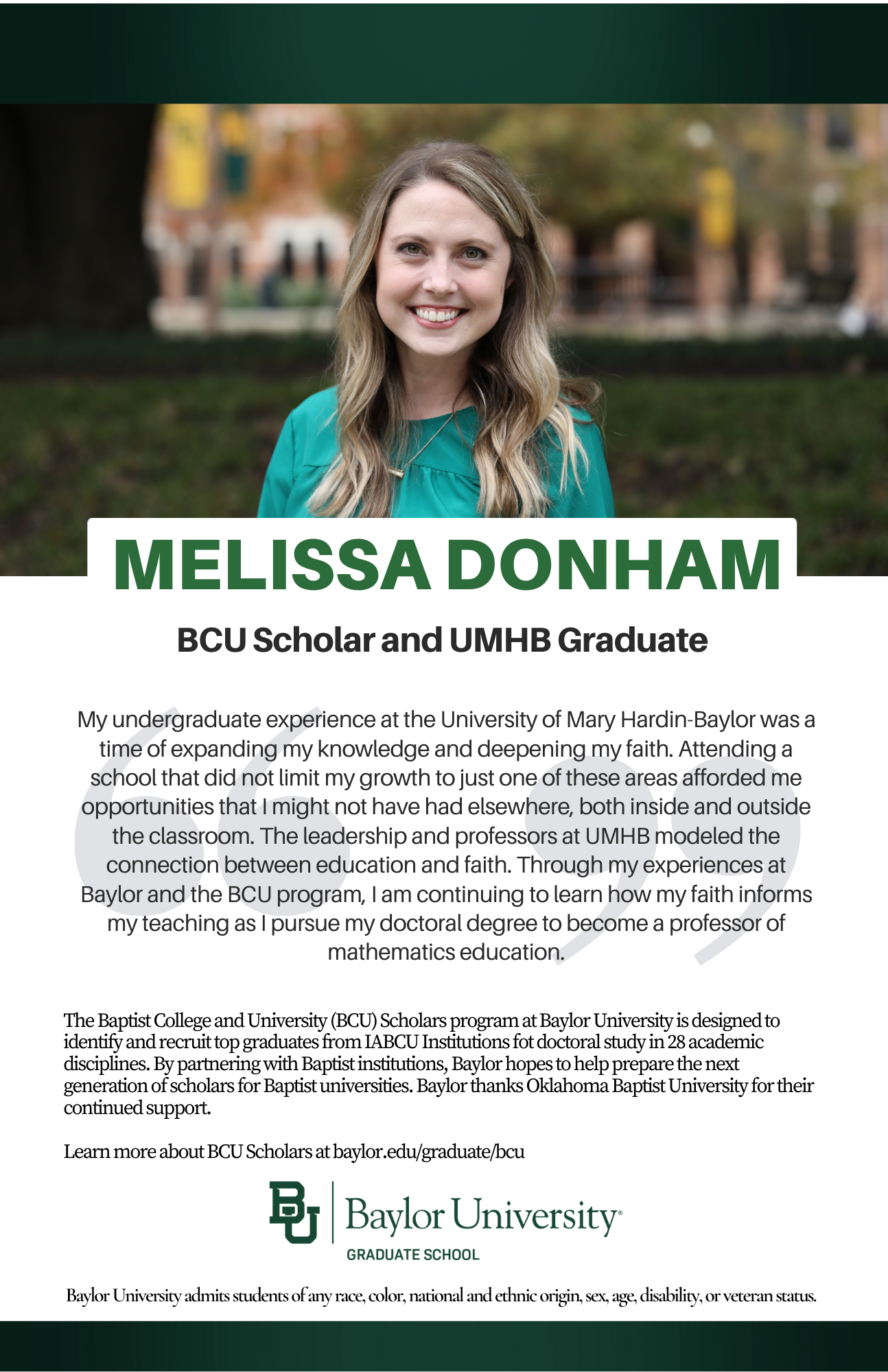 Melissa Donham BCU ad