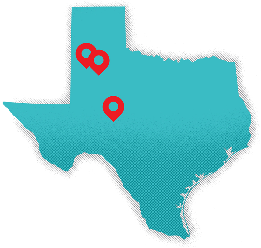 three Texas locations