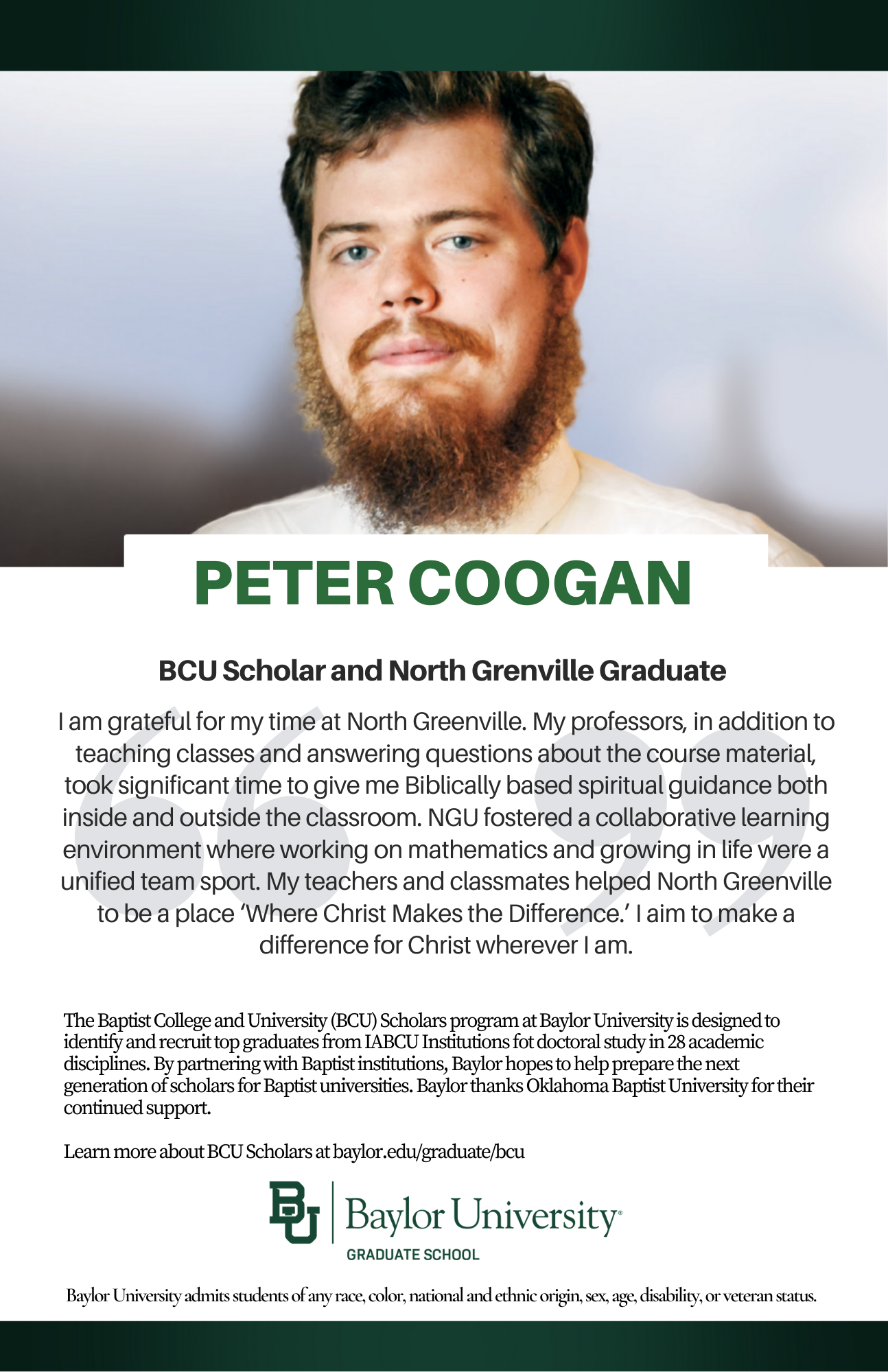 Peter Coogan BCU ad