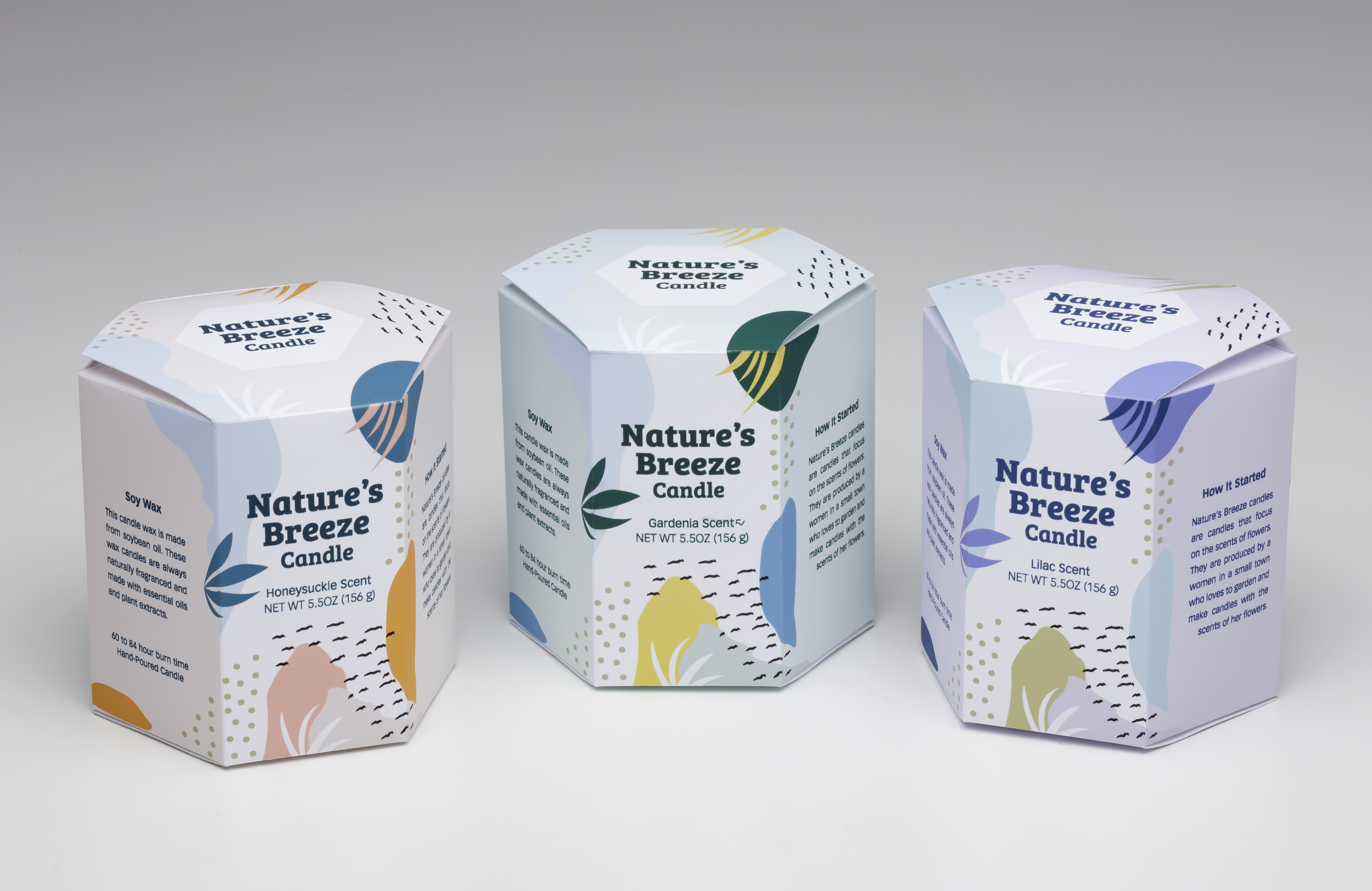 Megan Winters,
Nature's Breeze Candles
Adobe Illustrator, Spring 2020