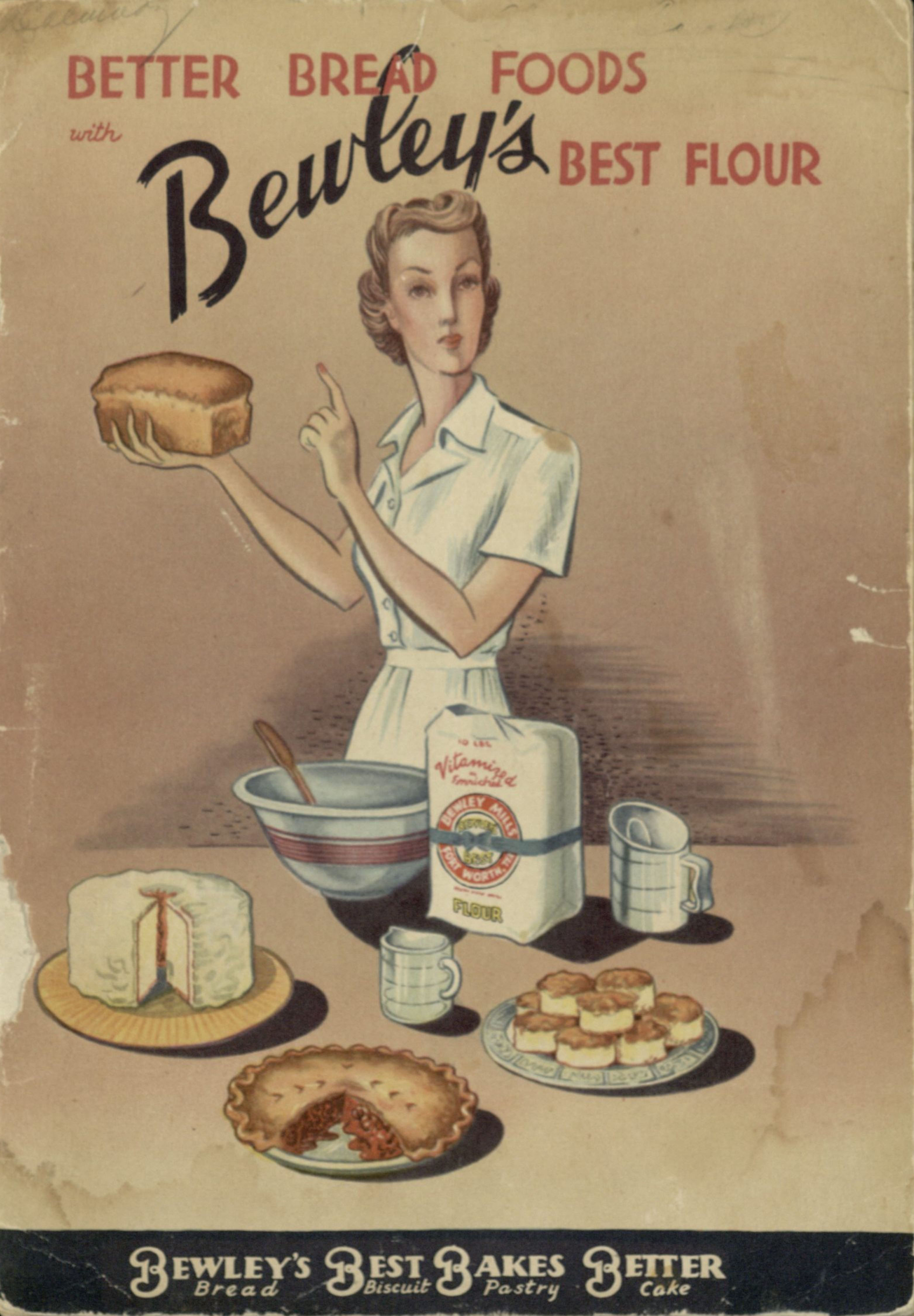 promotional poster for Bewley's Flour, featuring a woman baking