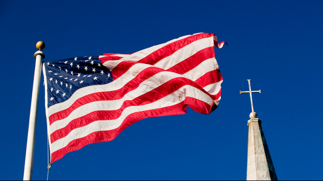 Full-Size Image: Flag and church