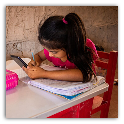 photo of child doing school work