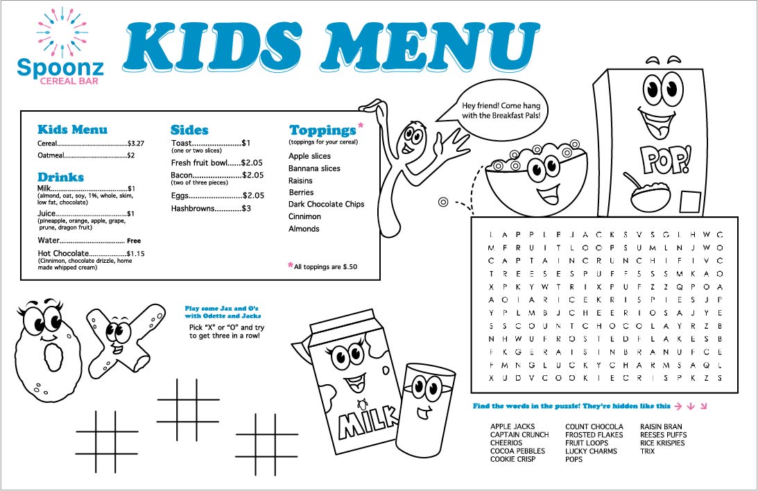 Taylor Fay Sanchez, Kids Menu, Digital Media, 2021, 11in. x 17in.