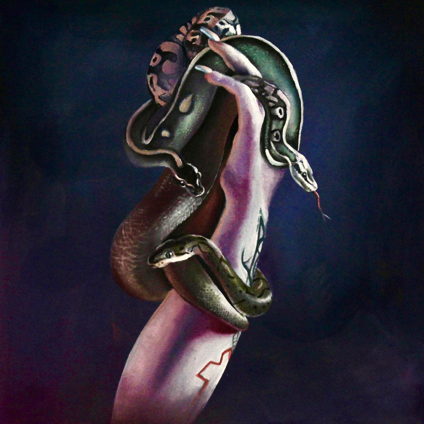 Allison German, Hold My Hand, Oil on Canvas, 2021, 21 in. x 21 in.