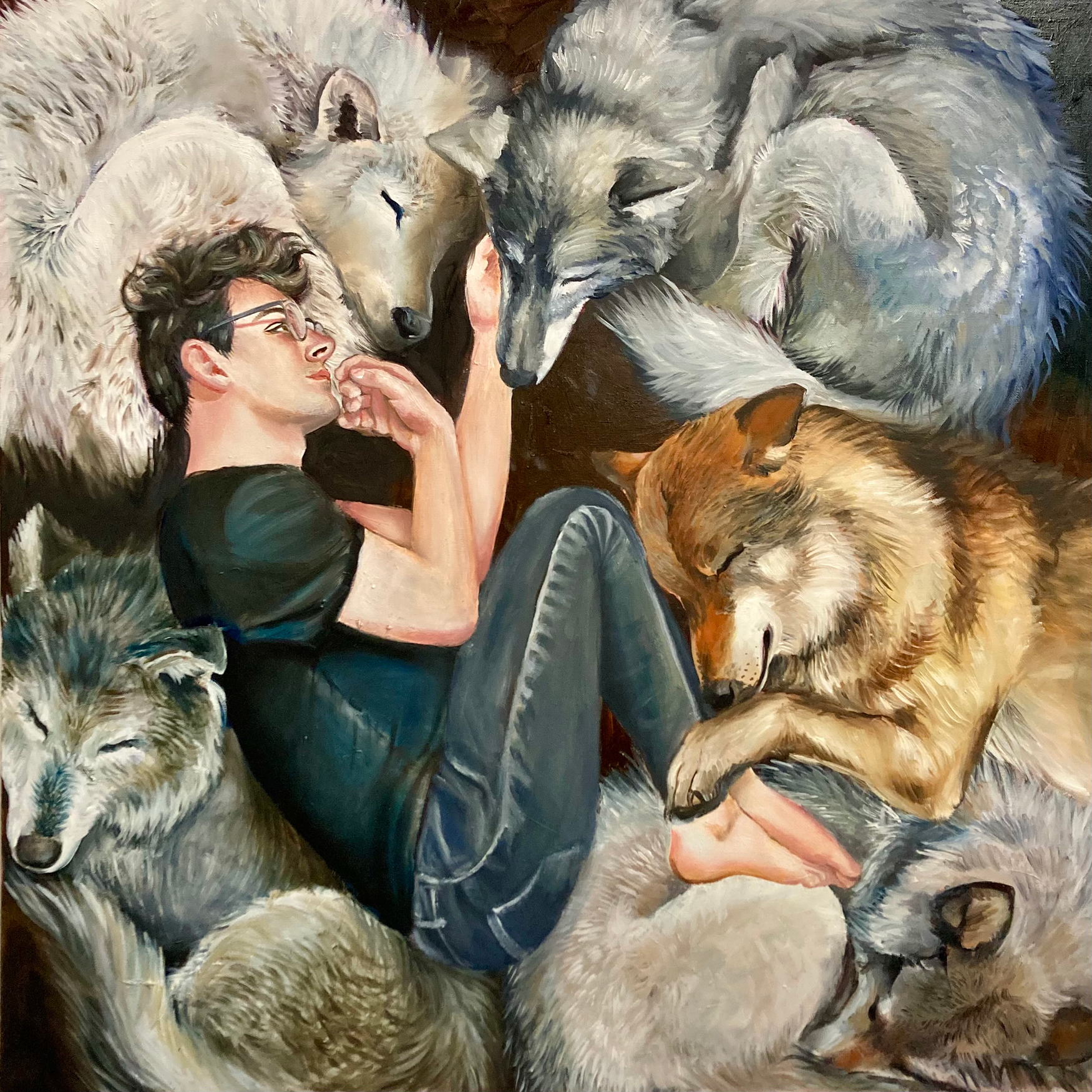 Allison German, Warm Memories, Oil on Canvas, 2021, 36 in. x 36 in.