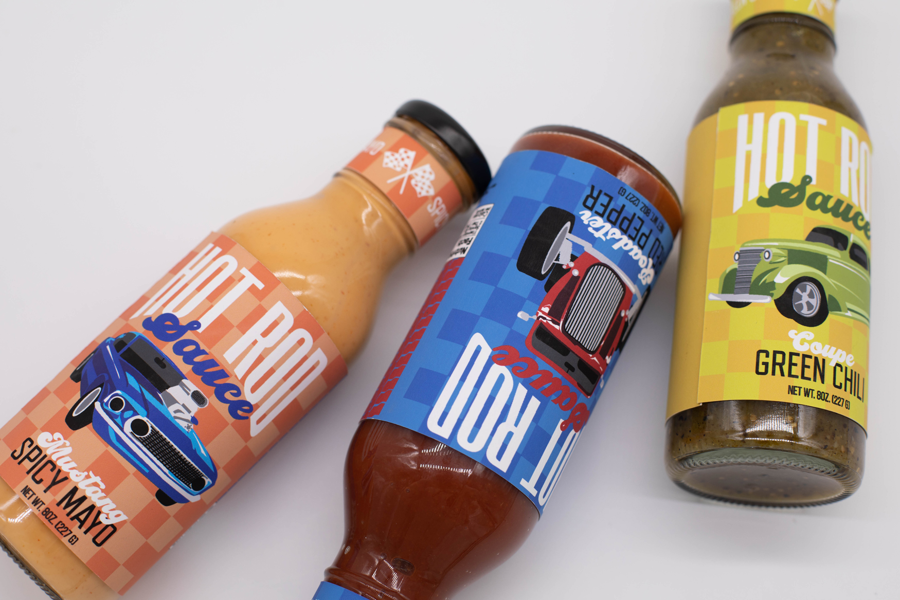 Holly Higgins, Hot Rod Hot Sauce, Package Design, 2021, 7.75in. x 2.50in.