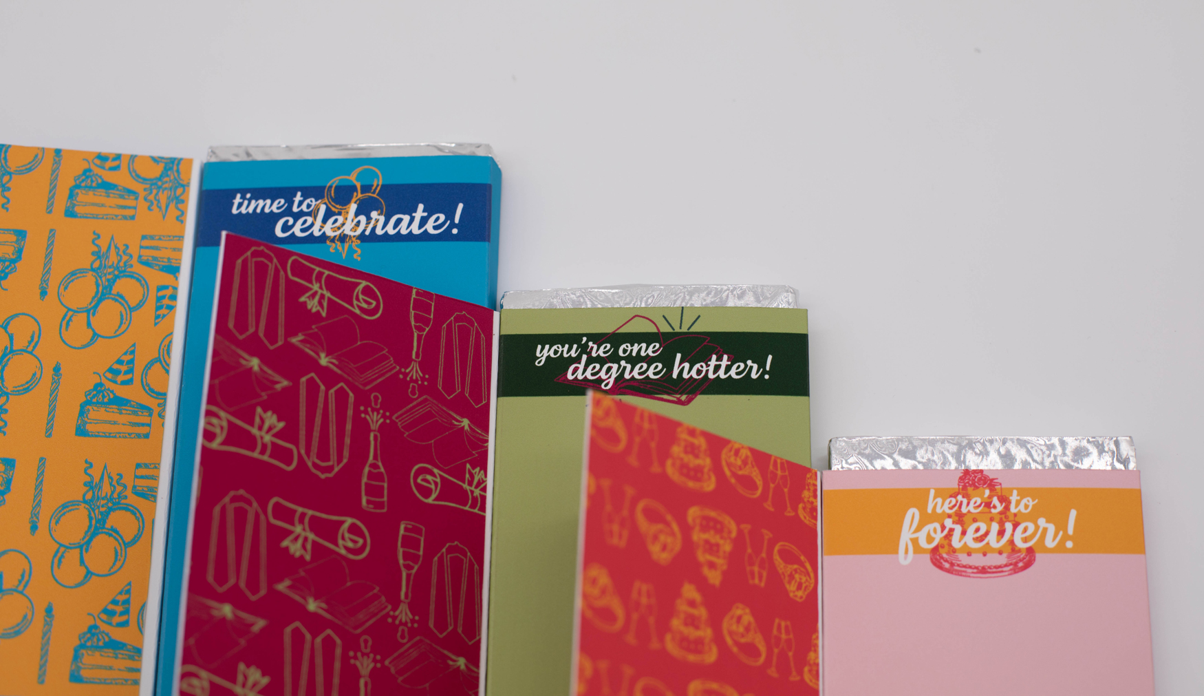 Holly Higgins, Sincerely Chocolate Bars Close-Up, Package Design, 2021, 6.5in. x 3in.