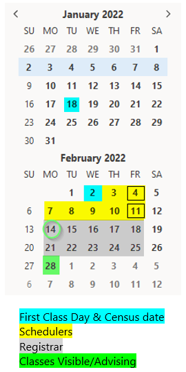 Class Schedule Build - Fall 2022