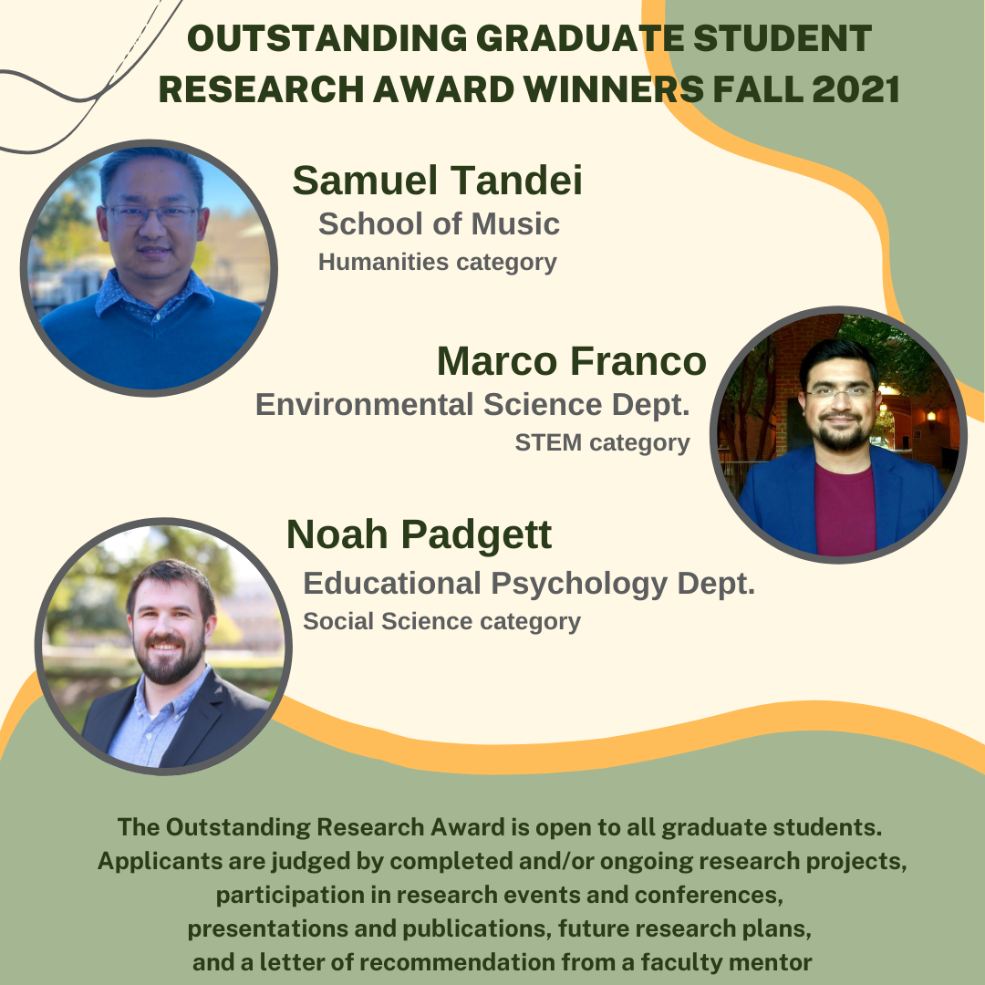Outstanding Graduate Student Research Award Winners Fall 2021