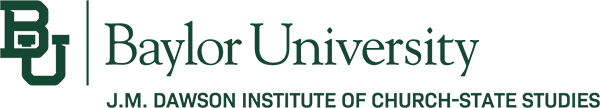 Dark green Baylor University Logo with J.M. Dawson Institute of Church-State Studies underneath
