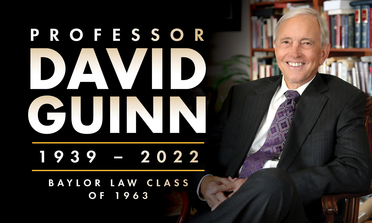Photo and graphic treatment announcing David Guinn's passing